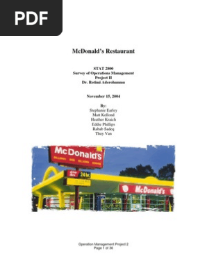 (Operations Management) - McDonald's Analysis