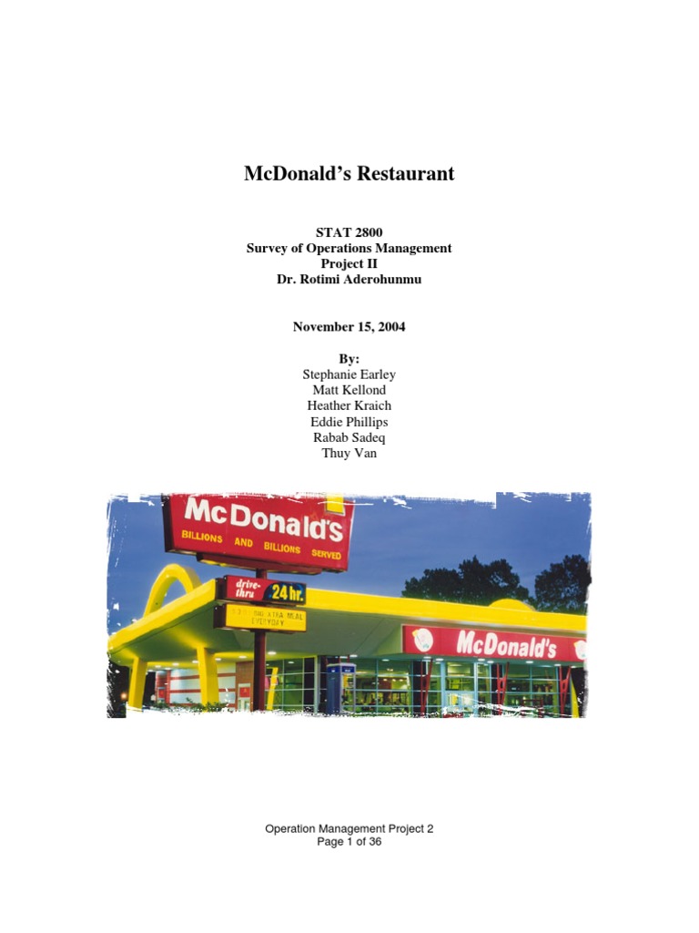 (Operations Management) McDonald's Analysis Mc Donald's Supply Chain