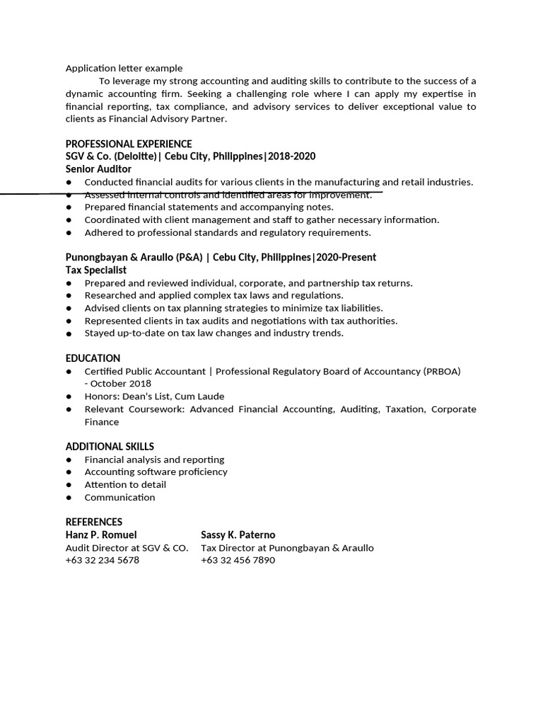 Application letter example | PDF