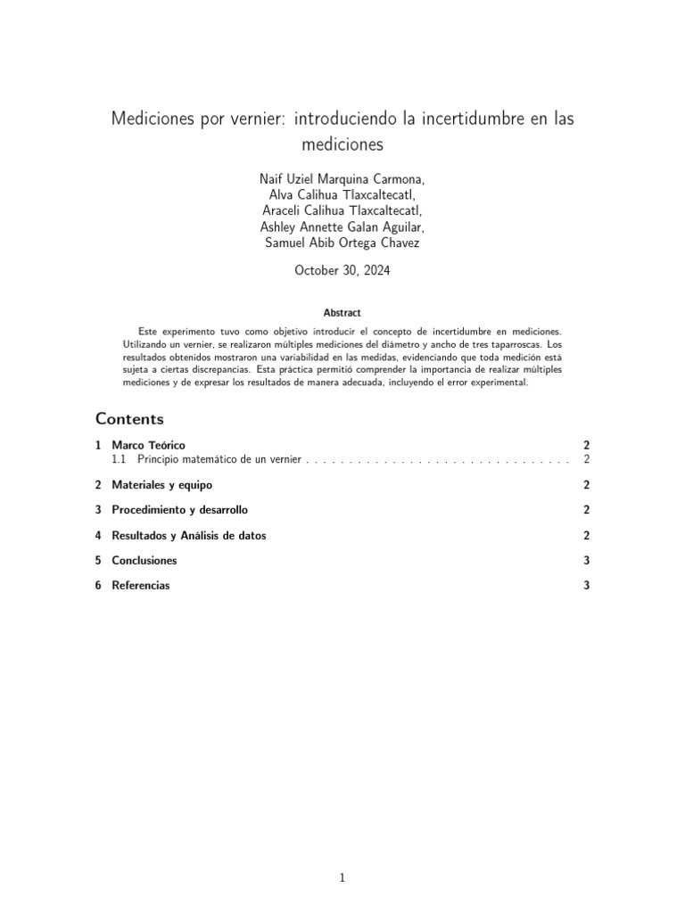 Incertidumbre en Mediciones con Vernier | PDF | Distribución normal ...