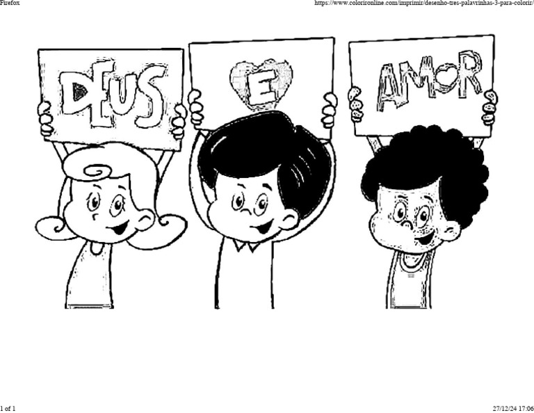 Desenho Três Palavrinhas para Colorir | PDF