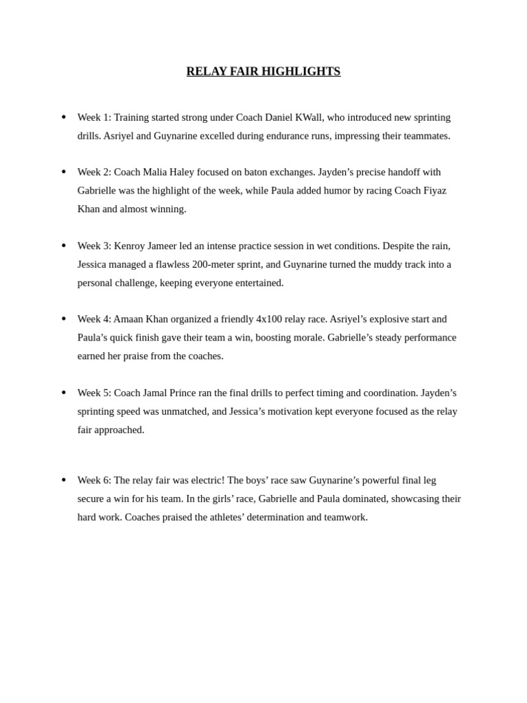 Relay Fair Highlights Pdf