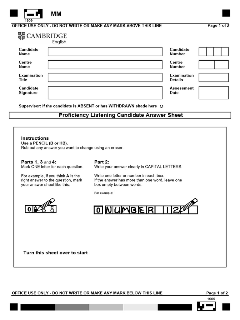 Proficiency Listening Answer Sheet | PDF | Qualifications ...