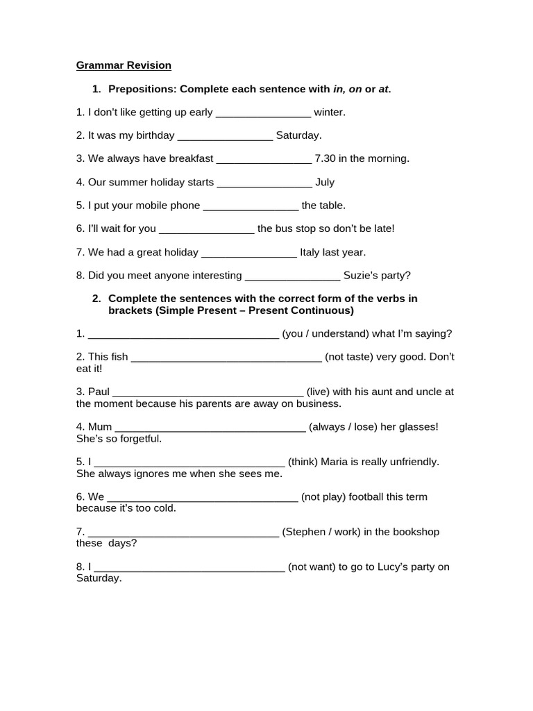 Grammar Revision 7th Form | PDF | Linguistic Typology | Languages