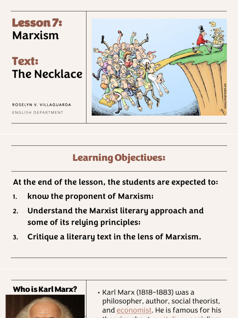 Marxist Analysis of "The Necklace" | PDF | Marxism | Karl Marx