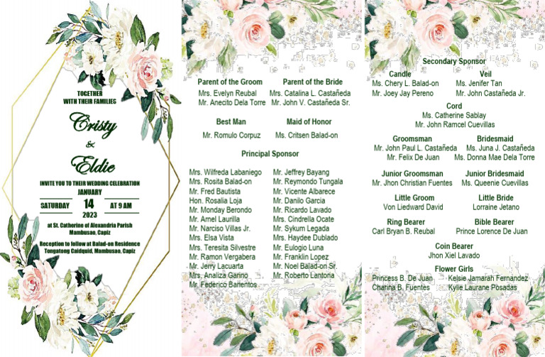 Cristy & Eldie's Wedding Invitation | PDF | Bridesmaid | Rituals
