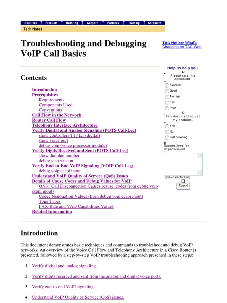 Troubleshooting and Debugging VoIP Call Basics | PDF