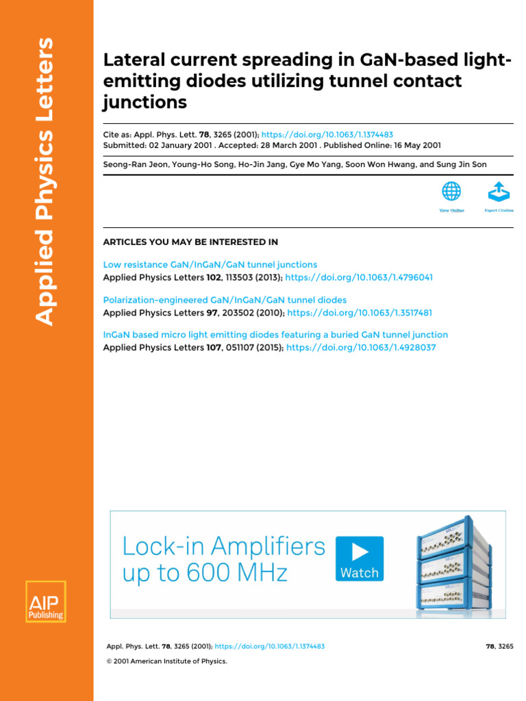 隧道结LED 电流横向扩展 | PDF | Light Emitting Diode | Materials Science