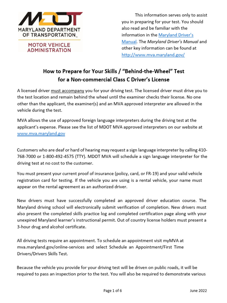 Maryland Class C Driving Test Guide | PDF | Traffic | Intersection (Road)