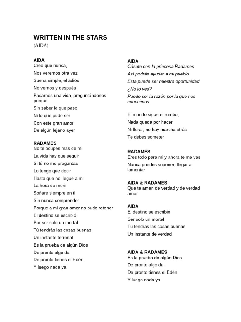 Escrito en las Estrellas: Aida y Radames | PDF