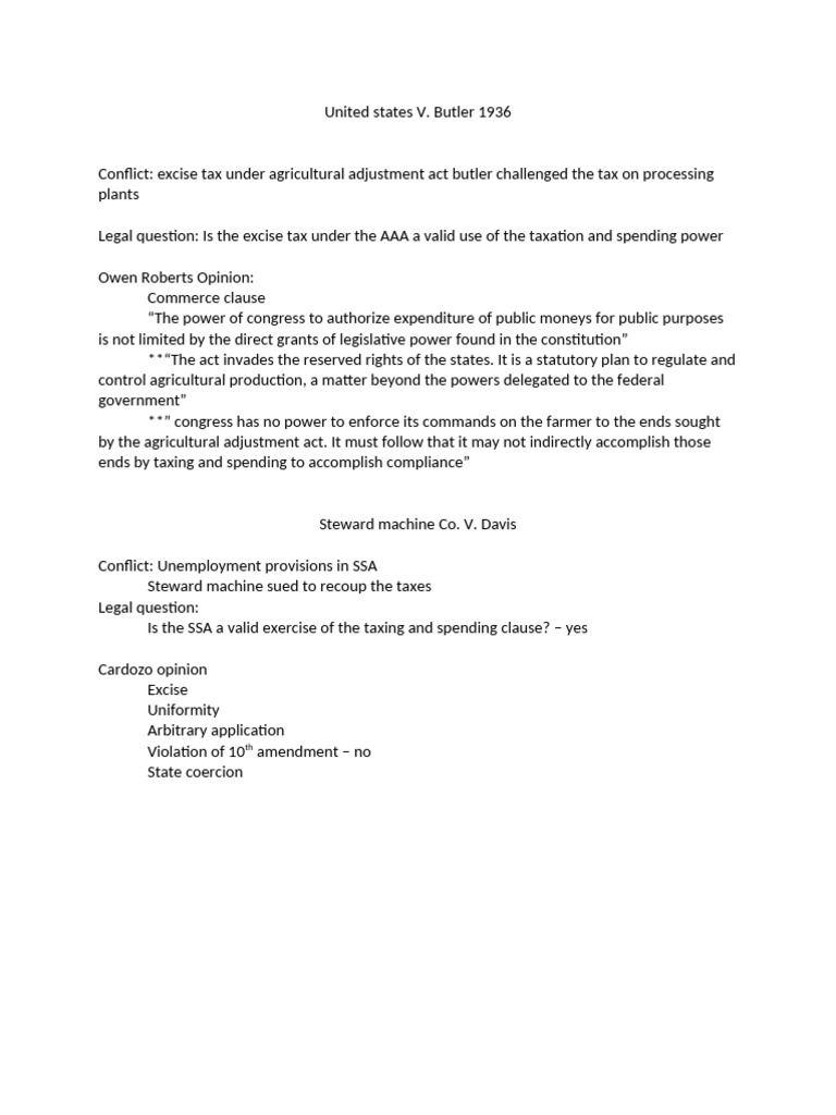 US v. Butler & Steward Machine Tax Cases | PDF