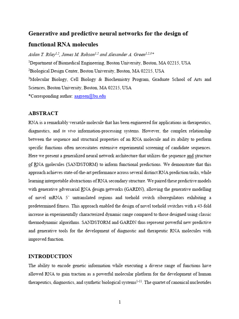 Generative and Predictive Neural Networks For The | PDF | Rna ...