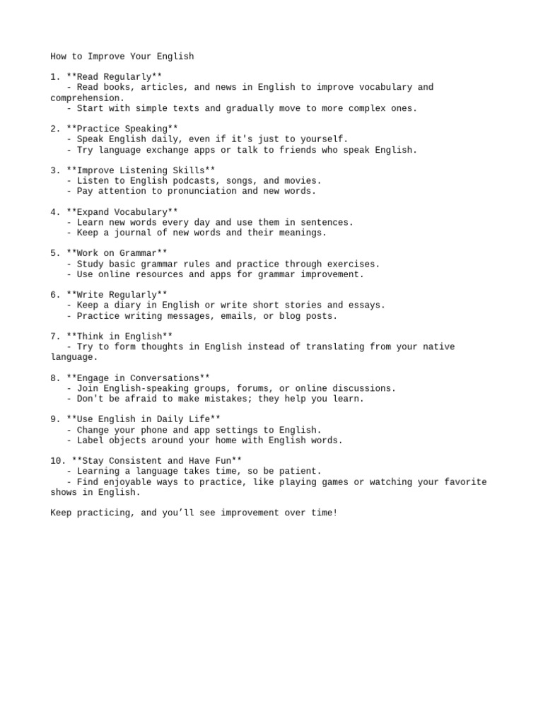 Effective Tips to Improve English Skills | PDF