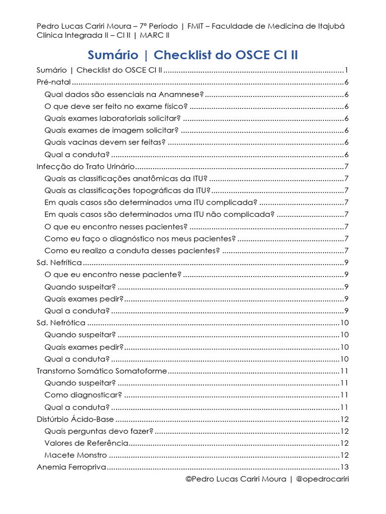 Checklist de Condutas Médicas CI II | PDF | Infecção do trato urinário ...