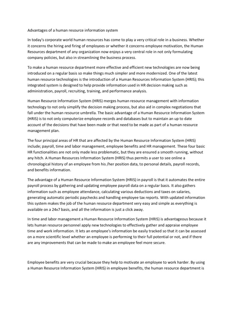 HRIS | PDF | Human Resource Management | Computing