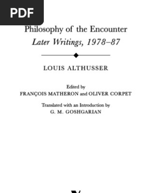 Althusser Philosophy Of The Encounter