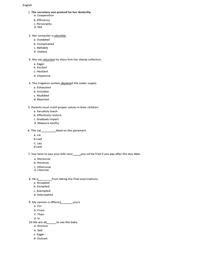Grade 7 English Exam Preparation Guide | PDF | Stress (Linguistics) | Word
