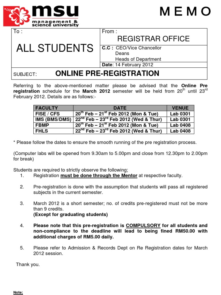 Online Pre-Registration Guidelines 2012 | PDF | Career & Growth | Business