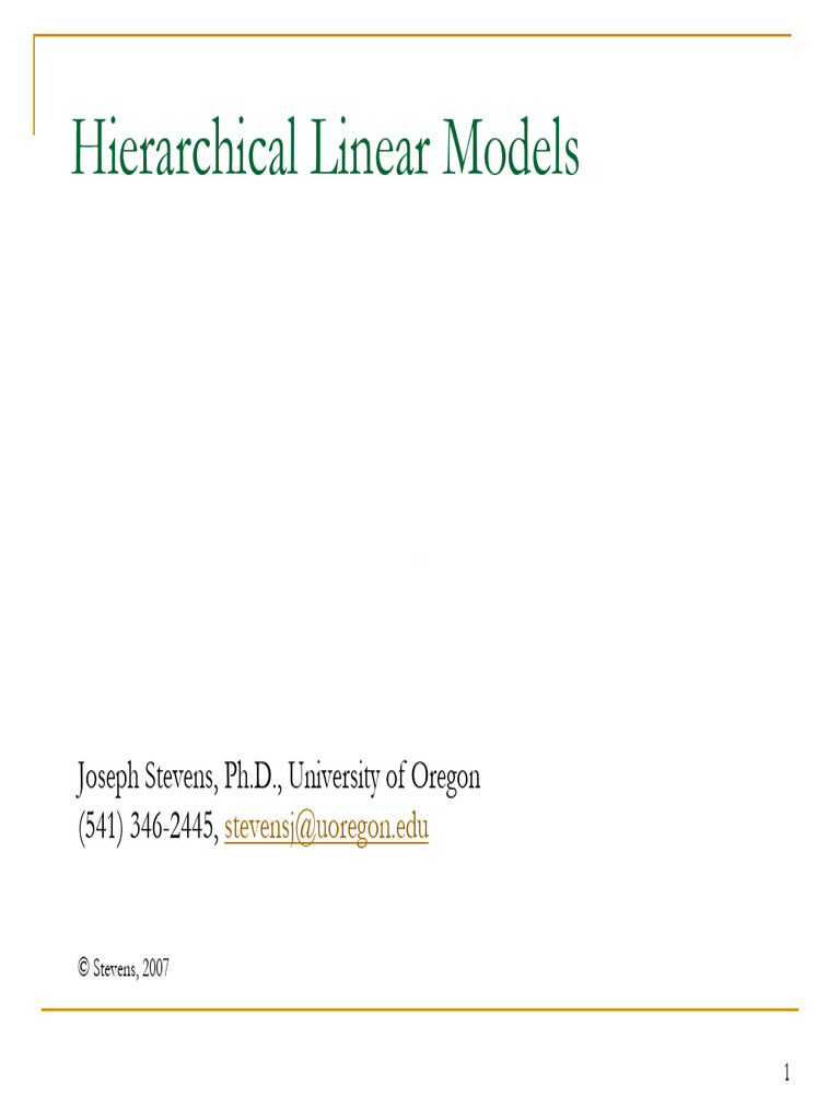 Hierarchical Linear Models Guide | PDF | Multilevel Model | Linear ...