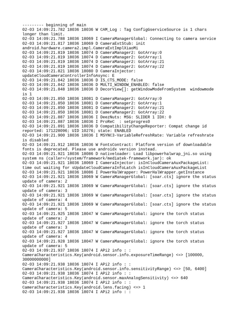 Camera Service Log Analysis | PDF | Software | Computing