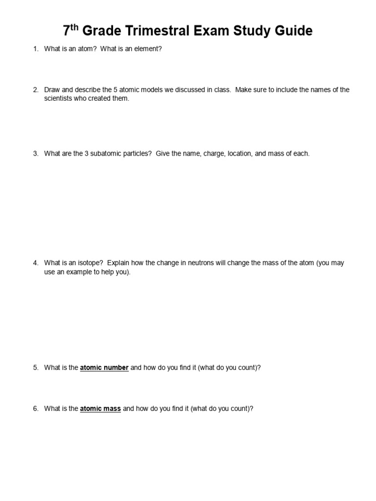 7th Grade Atom and Periodic Table Guide | PDF