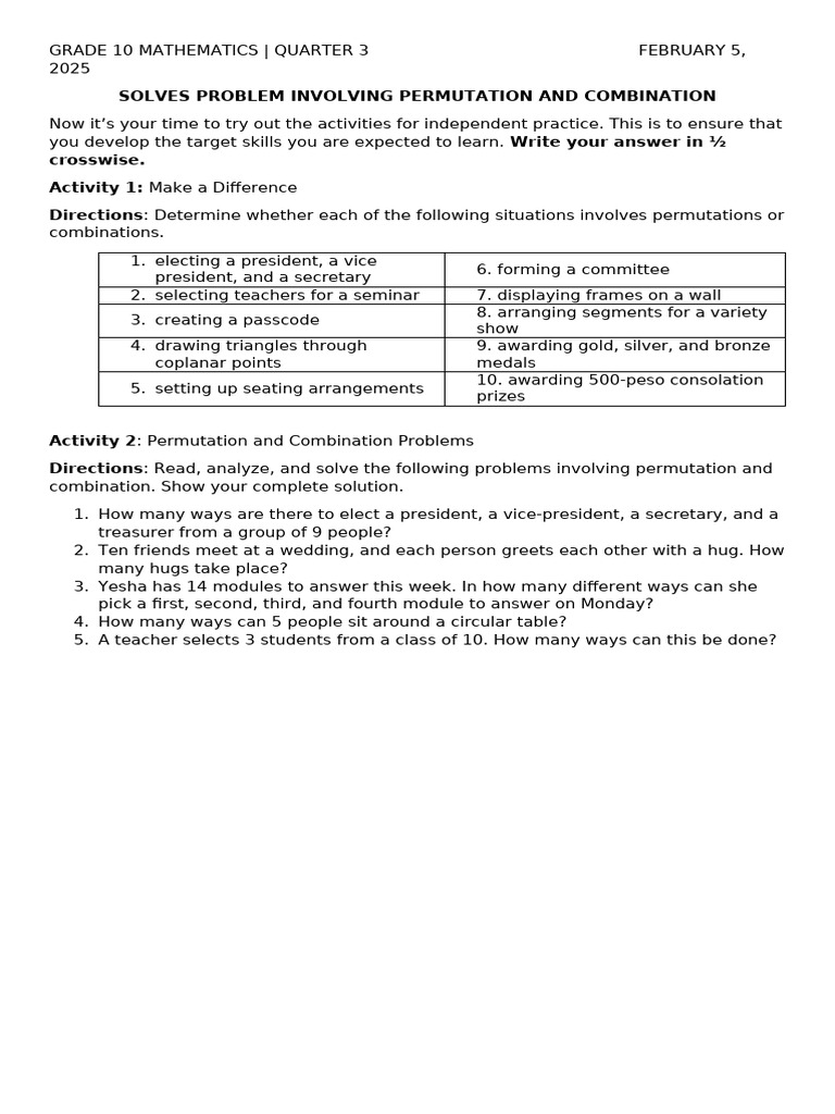Grade 10 Mathematics | PDF
