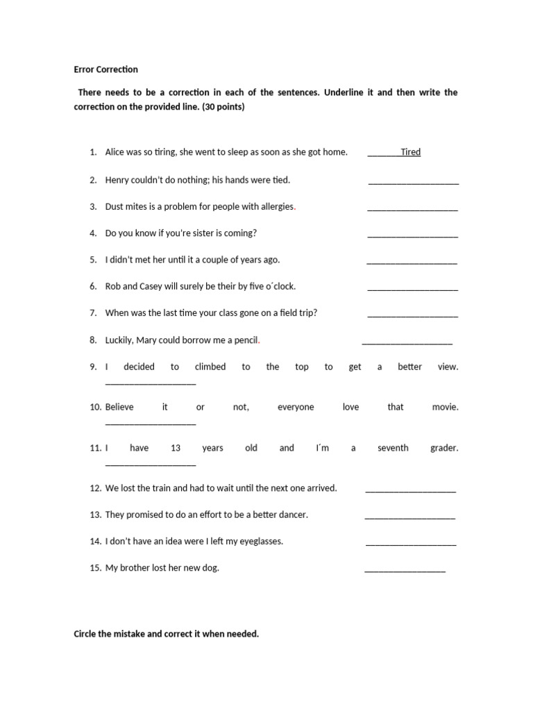 Error Correction Exercise for Grammar | PDF