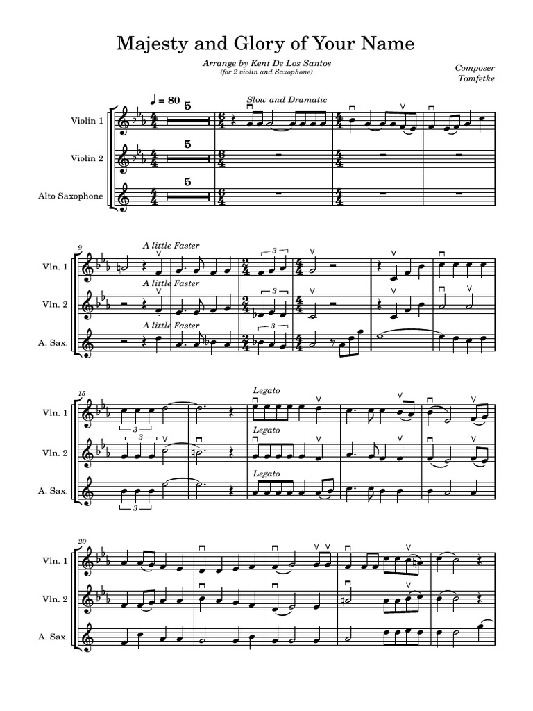 Majesty and Glory of Your Name (All) | PDF | Aerophones | Saxophone
