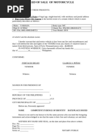 Motorcycle Deed of Sale Template | PDF | Deed | Notary Public