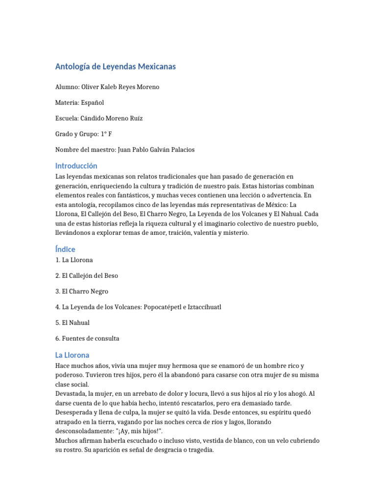 Antología de Leyendas Mexicanas | PDF