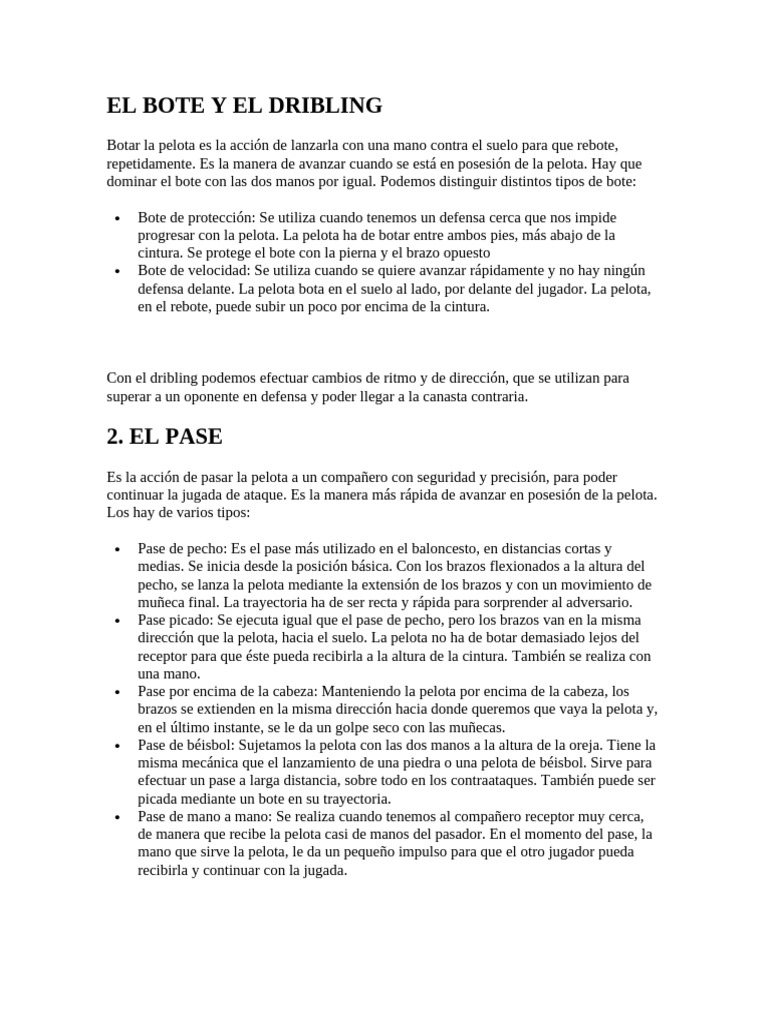 EL BOTE Y EL DRIBLING | PDF | Deportes | Juegos de pelota