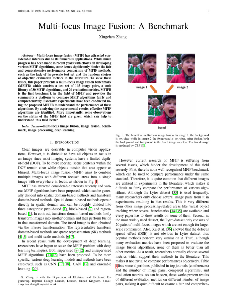 5.multi-Focus Image Fusion A Benchmark - 2020 | PDF | Multidimensional ...