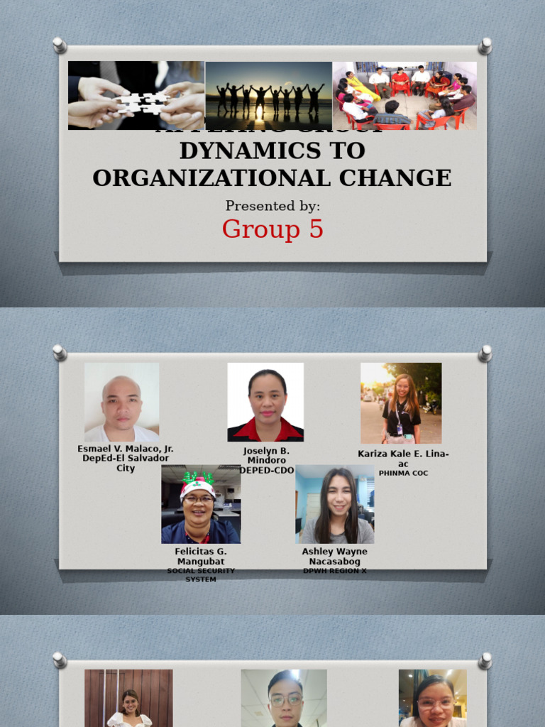 Group 5 - APPLYING GROUP DYNAMICS TO ORGANIZATIONAL CHANGE | PDF | Team ...