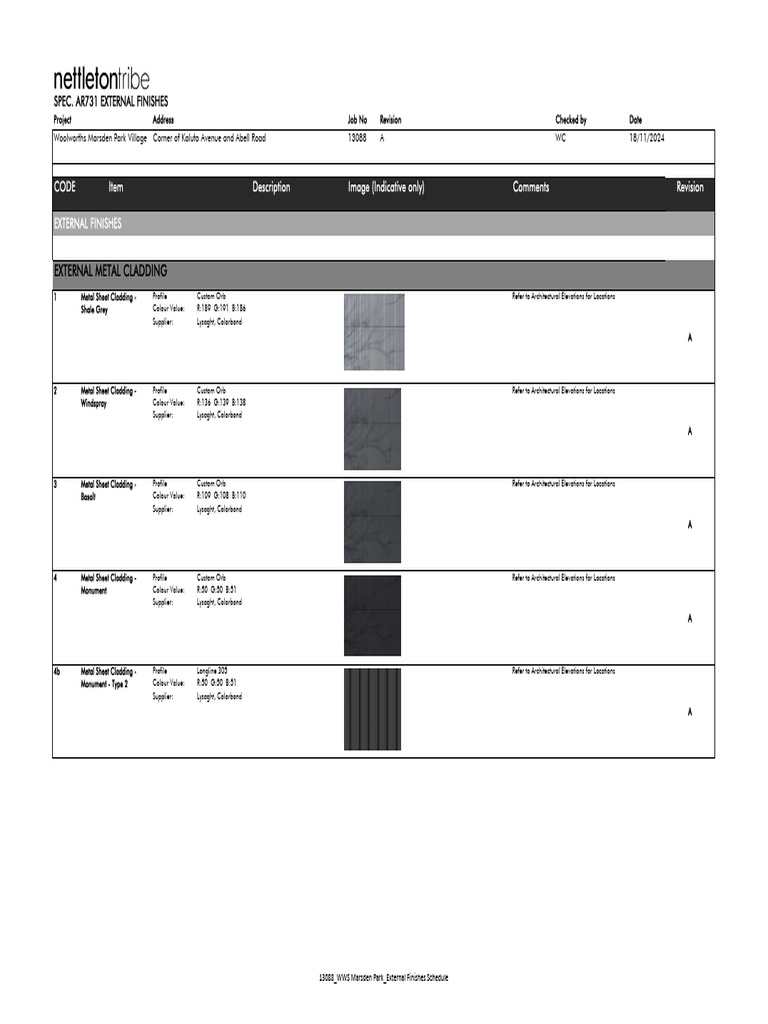 Marsden Park External Finishes Schedule | PDF | Building | Building ...
