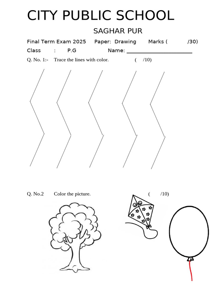 Drawing Exam Paper for P.G Class 2025 | PDF