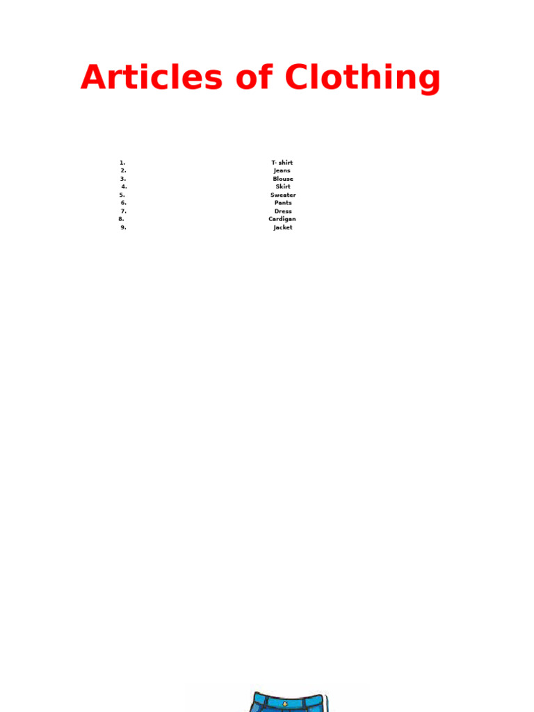 Articles of Clothing | PDF