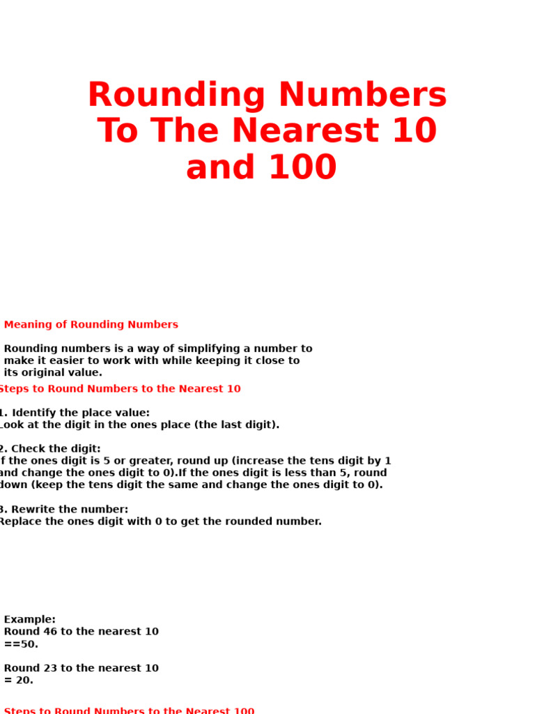 Rounding Numbers: To Nearest 10 & 100 | PDF