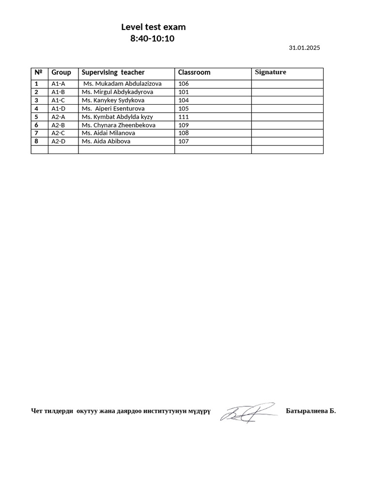 Level Test Exam Schedule 2025 | PDF