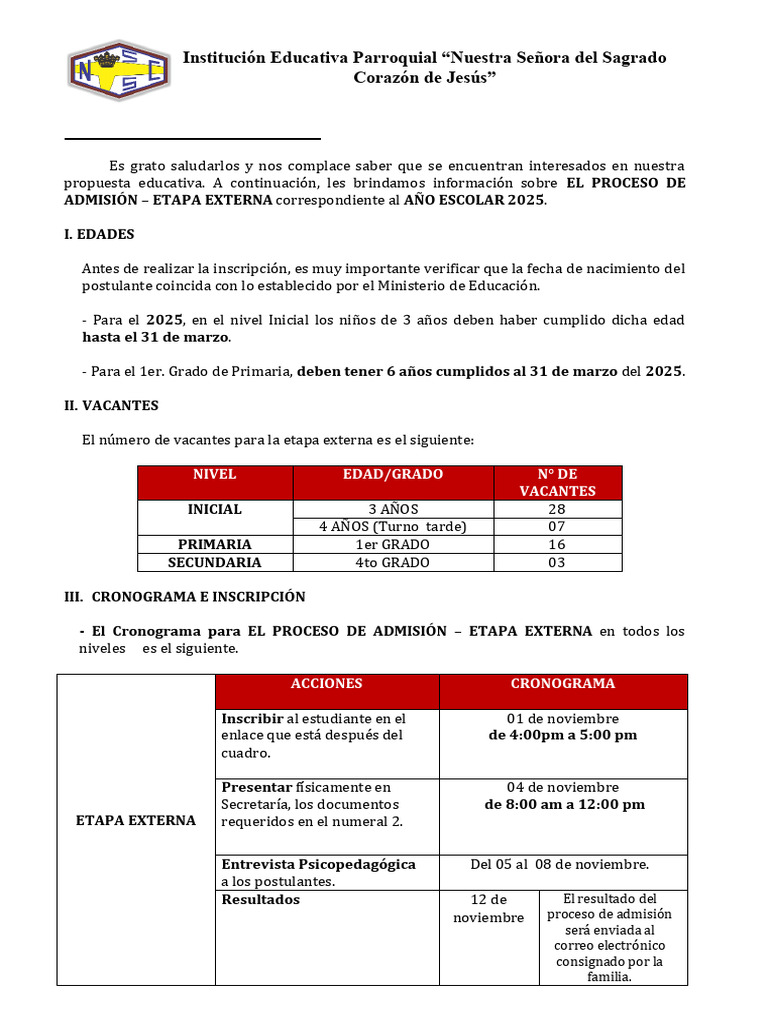Proceso de Admisión 2025 en Huaraz | PDF