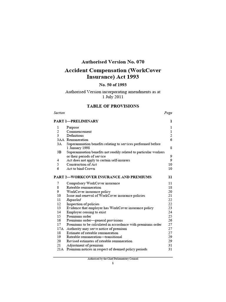 WorkCover Insurance Act Overview | PDF | Workers' Compensation | Insurance