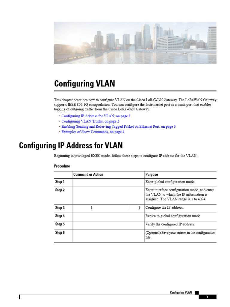 VLAN Configuration on Cisco Gateway | PDF | Network Switch | Ip Address