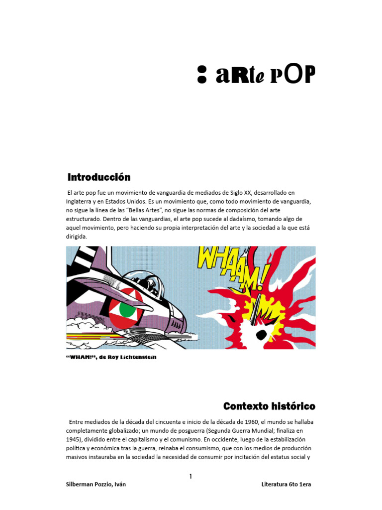 Historia y características del arte pop | PDF | Las artes | Educación ...