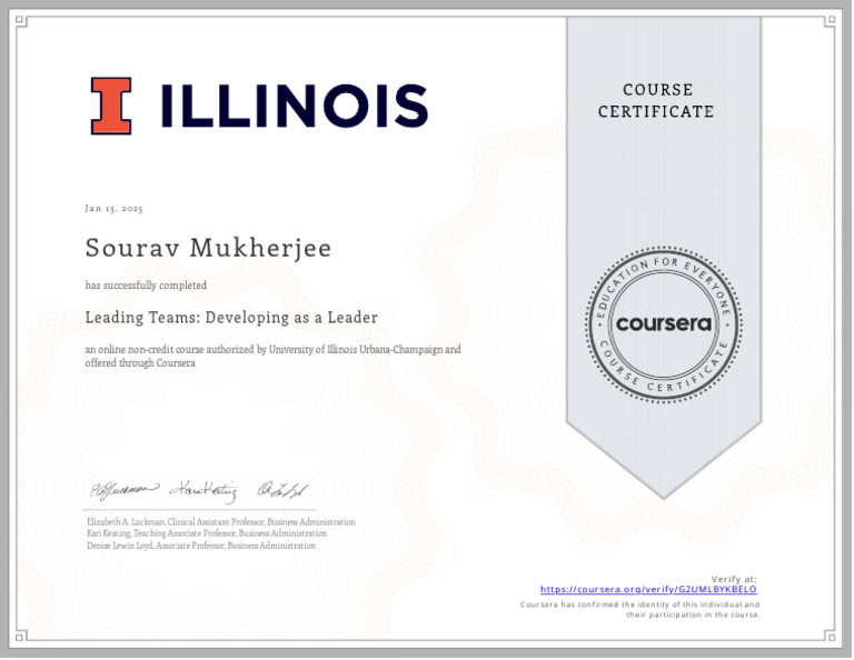 Leading Teams Course Completion Certificate | PDF