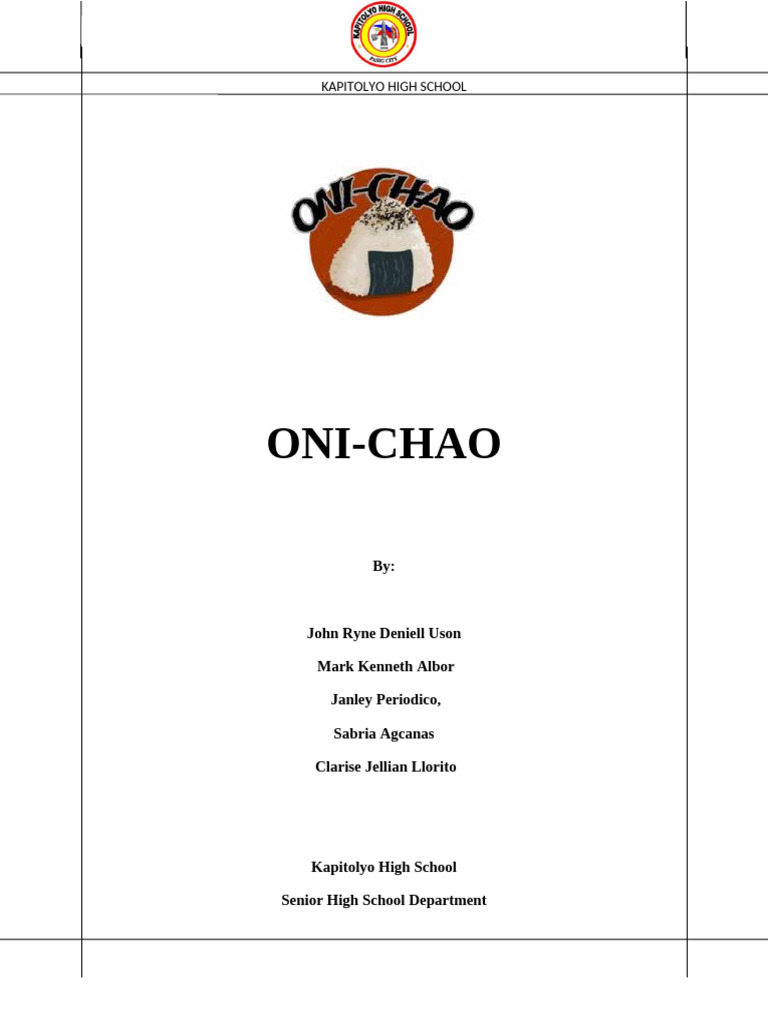 ONI-CHAO Feasibility Study | PDF | Japanese Cuisine | Demand
