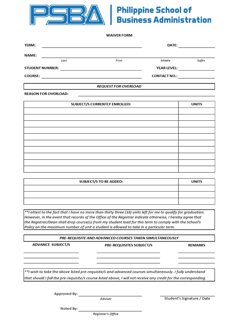 Student Overload Request Form | PDF