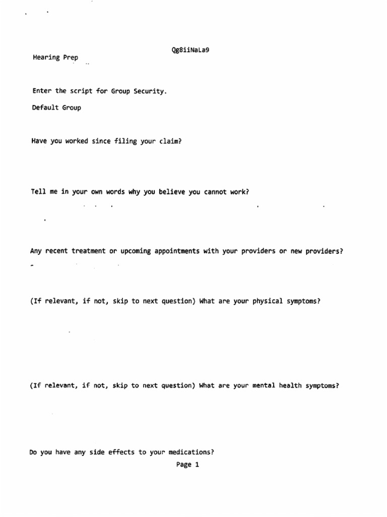 Hearing Prep Questionnaire | PDF