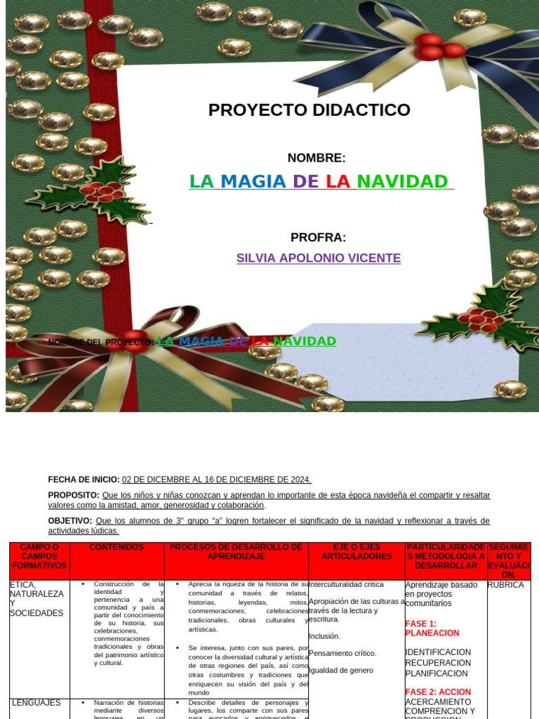 Proyecto La Magia de La Navidad 3° A | PDF | Navidad | Villancicos