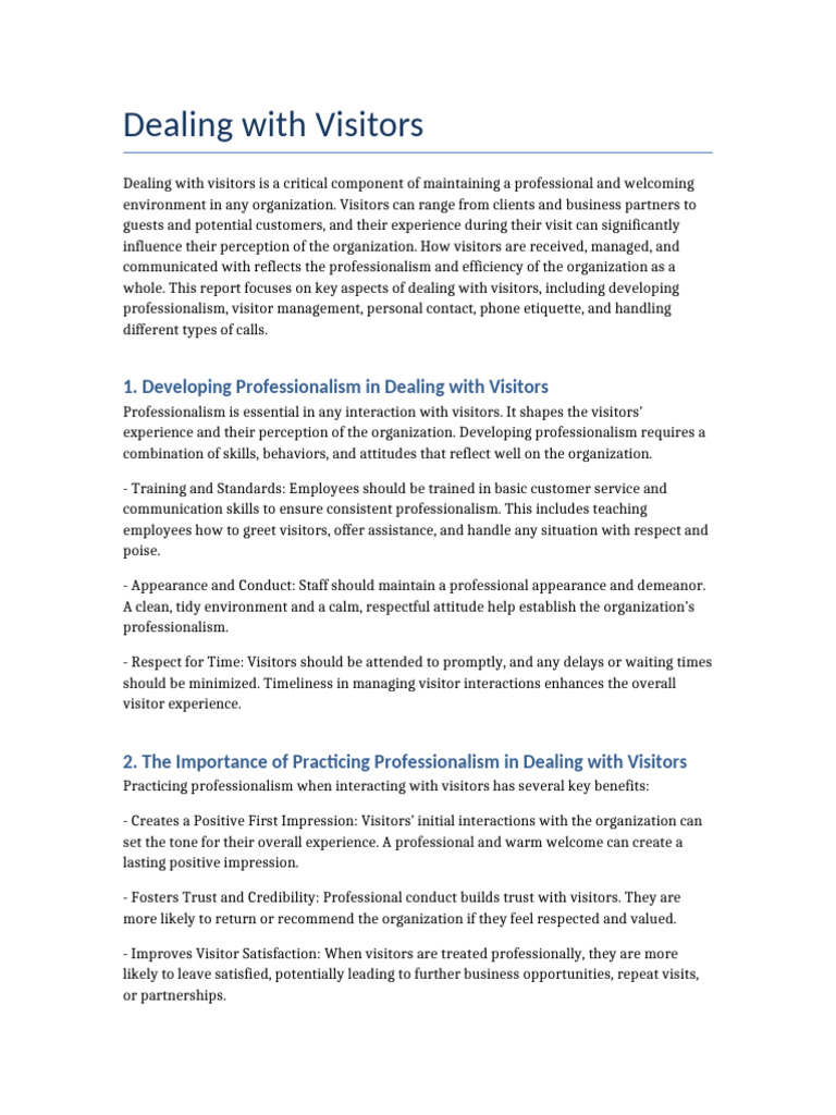 Best Practices for Visitor Management | PDF | Communication | Conflict ...