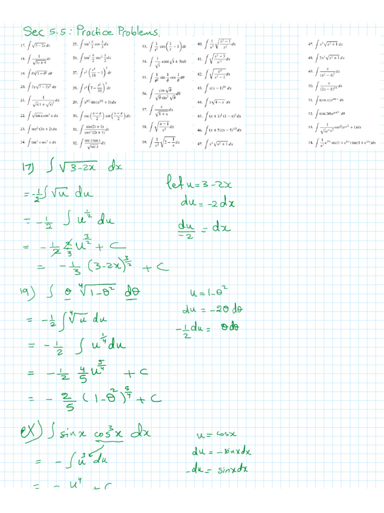 Sec 5.5 Practice Problems | PDF