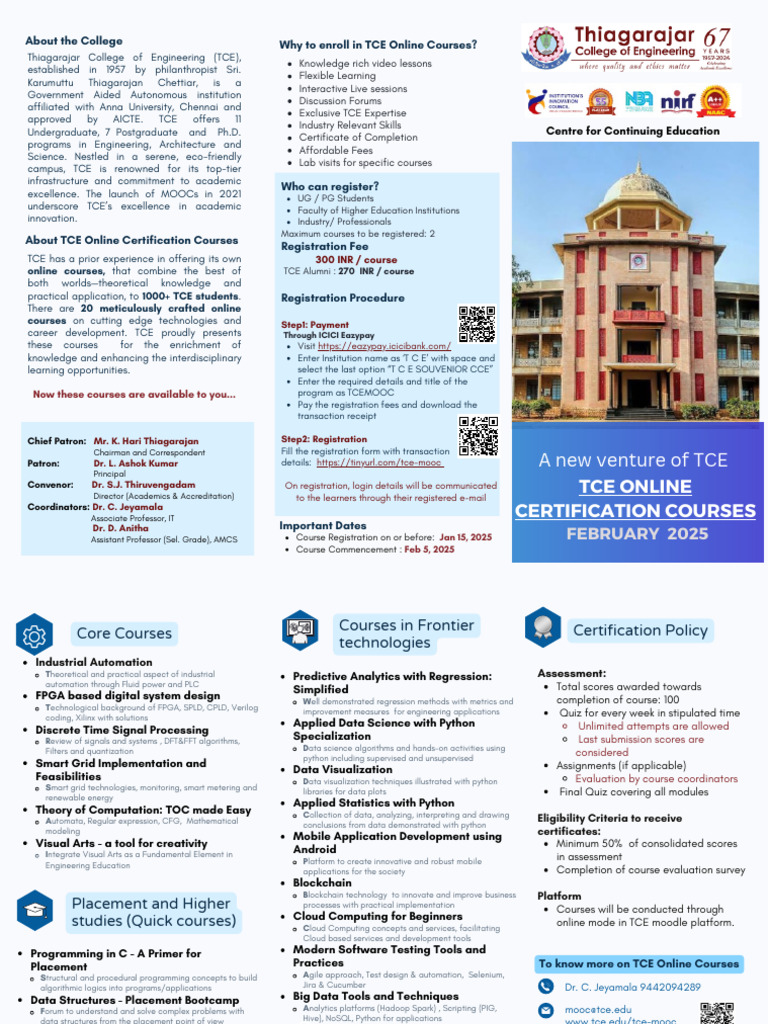 TCE Online Certification Courses 2025 | PDF | Computer Programming ...